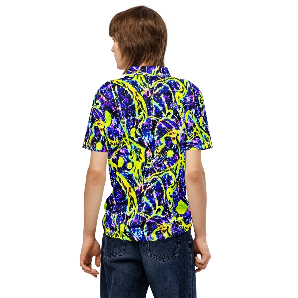 Psychedelic Orchard on Men's Slim Fit Polo Shirt — Back