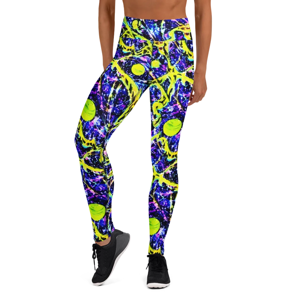Psychedelic Orchard on Yoga Leggings — Front