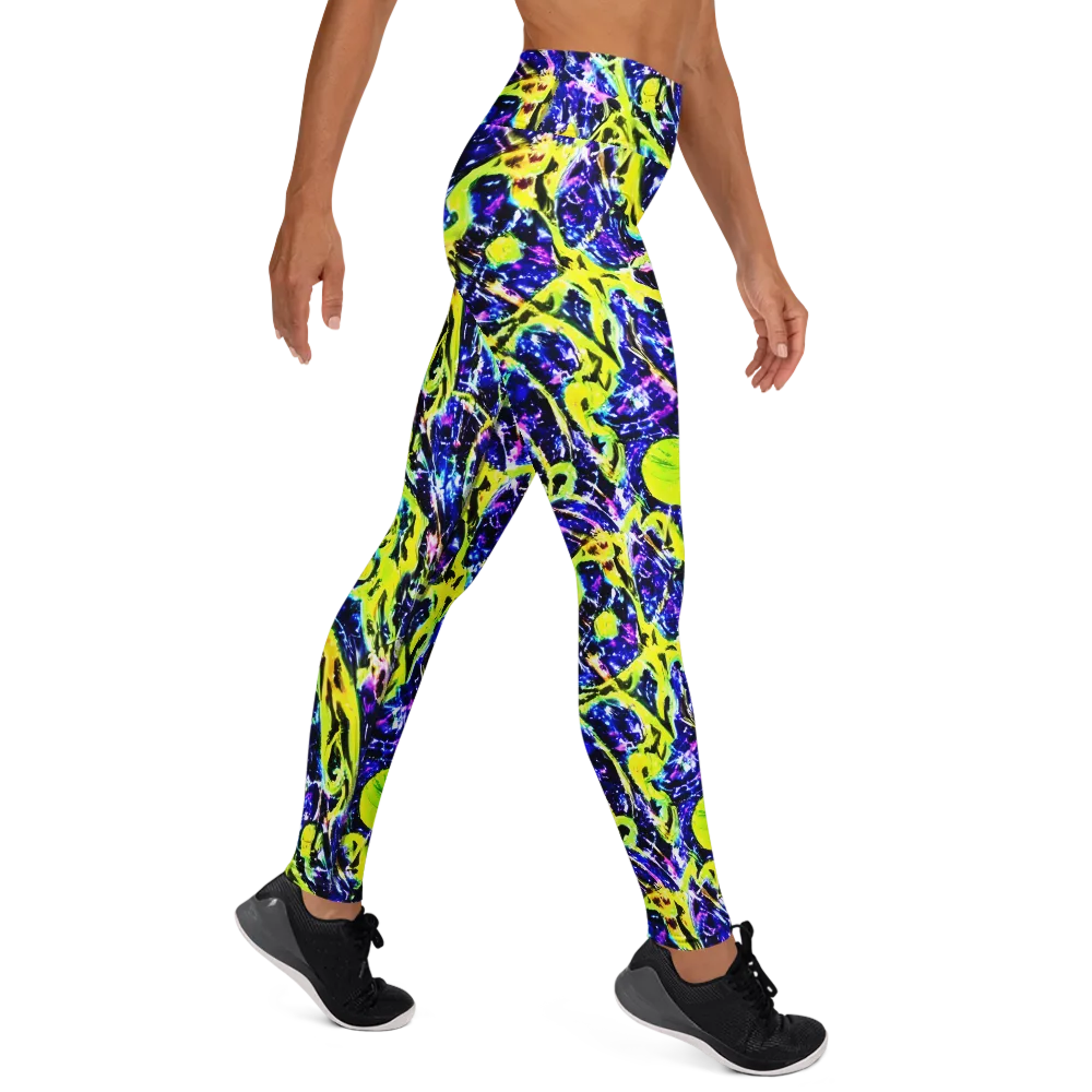 Psychedelic Orchard on Yoga Leggings — Right