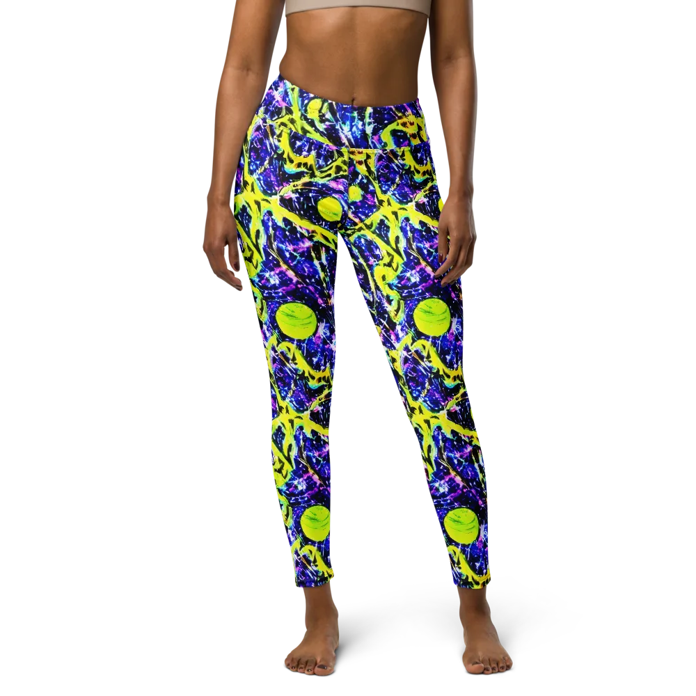 Psychedelic Orchard on Yoga Leggings — Front