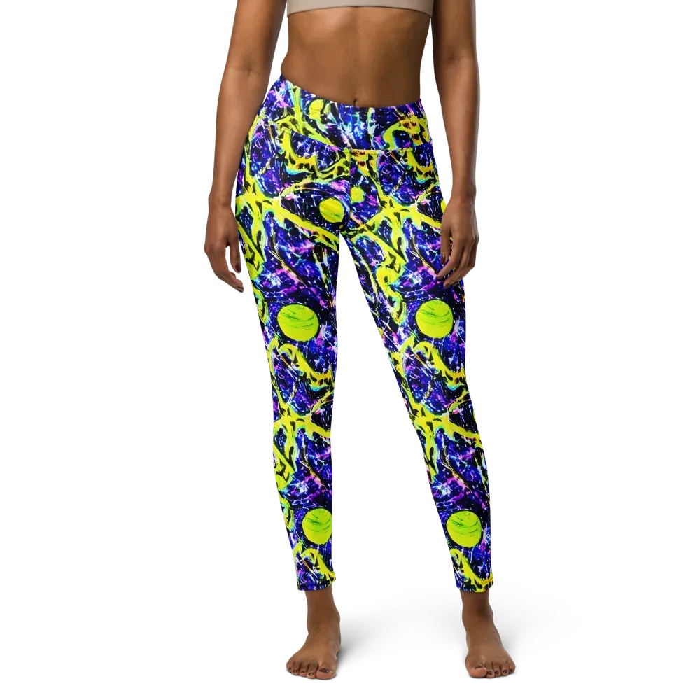 Psychedelic Orchard on Yoga Leggings — Front