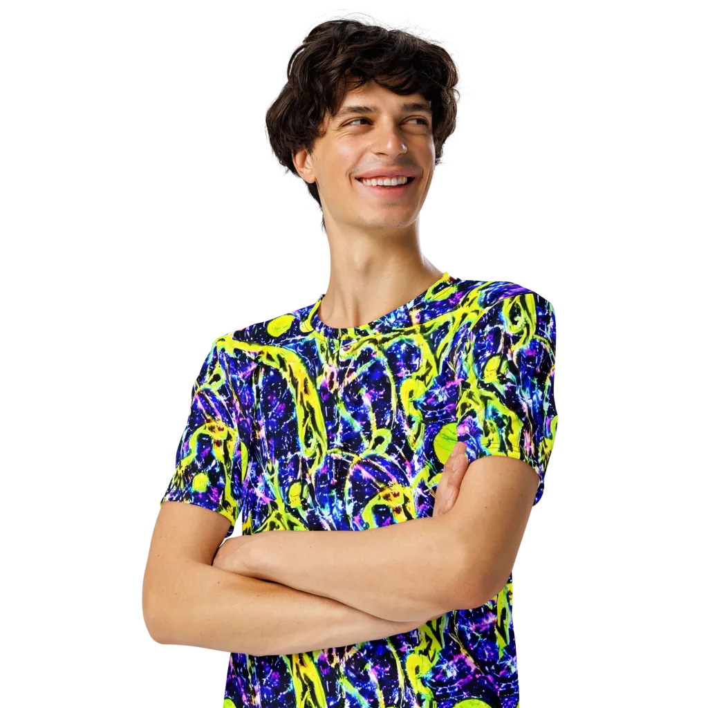 Psychedelic Orchard on Men's Crew Neck T-Shirt — Left Front