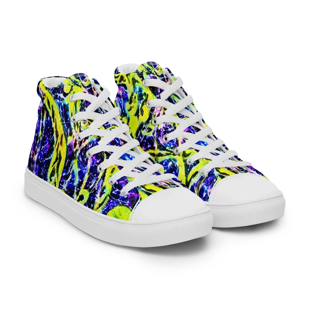 Psychedelic Orchard on Men's High Top Canvas Shoes — Right Front