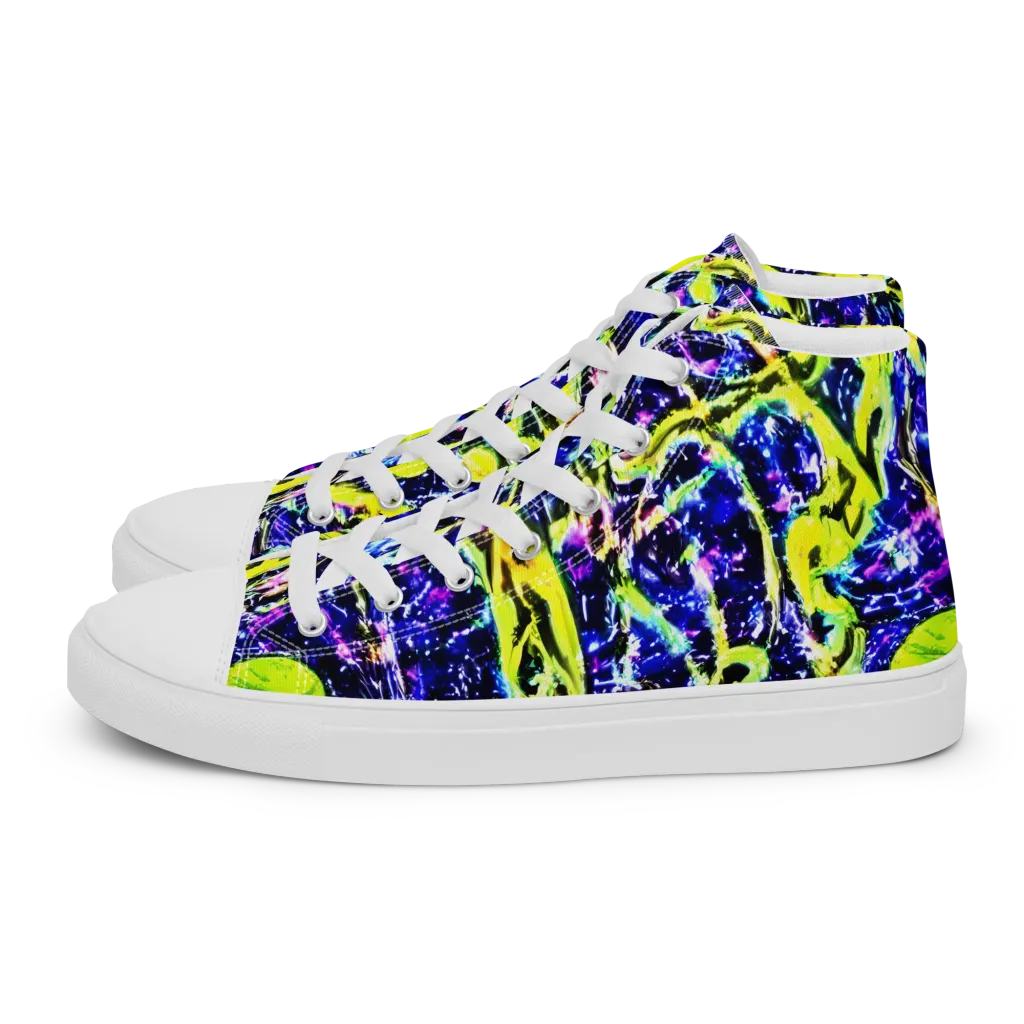Psychedelic Orchard on Men's High Top Canvas Shoes — Left