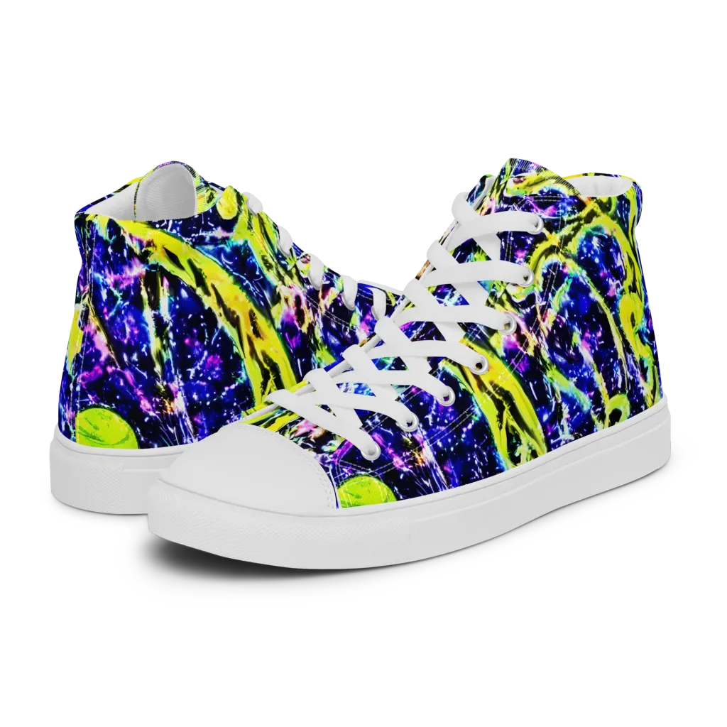 Psychedelic Orchard on Men's High Top Canvas Shoes — Left
