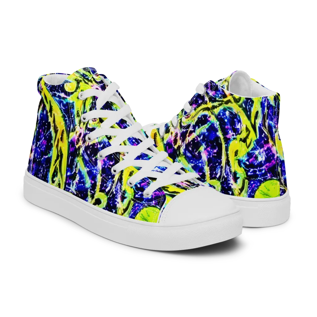 Psychedelic Orchard on Men's High Top Canvas Shoes — Right