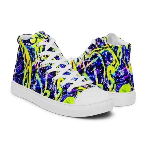 Psychedelic Orchard on a Men's High Top Canvas Shoes