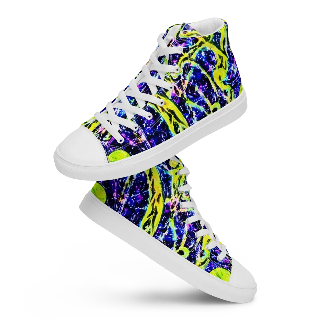 Psychedelic Orchard on Men's High Top Canvas Shoes — Front