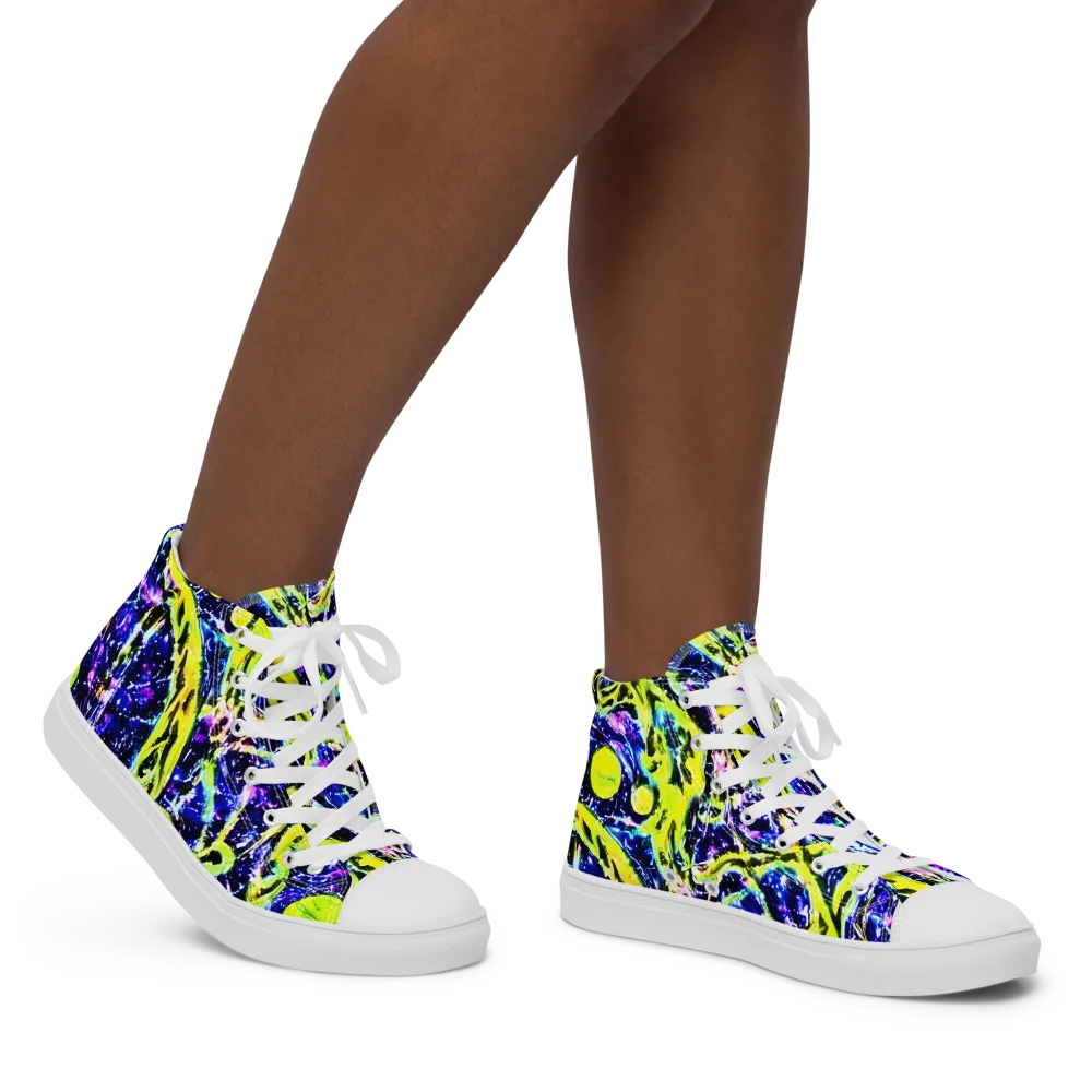 Psychedelic Orchard on Women's High Top Canvas Shoes — Right