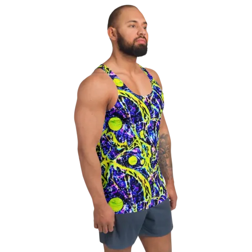 Psychedelic Orchard on a Men's Tank Top