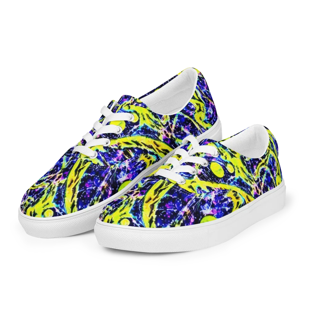 Psychedelic Orchard on Men's Lace-Up Canvas Shoes — Left Front