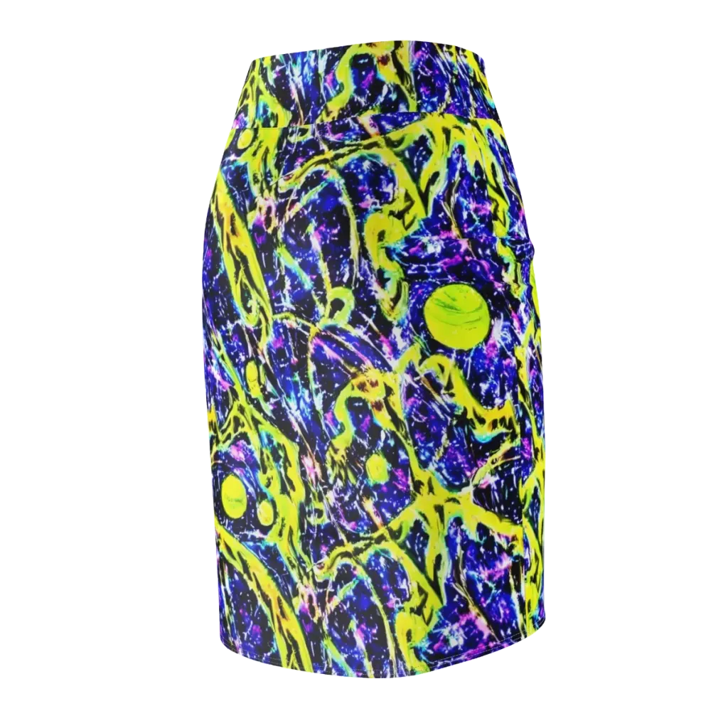 Psychedelic Orchard on Pencil Skirt — Back Side
