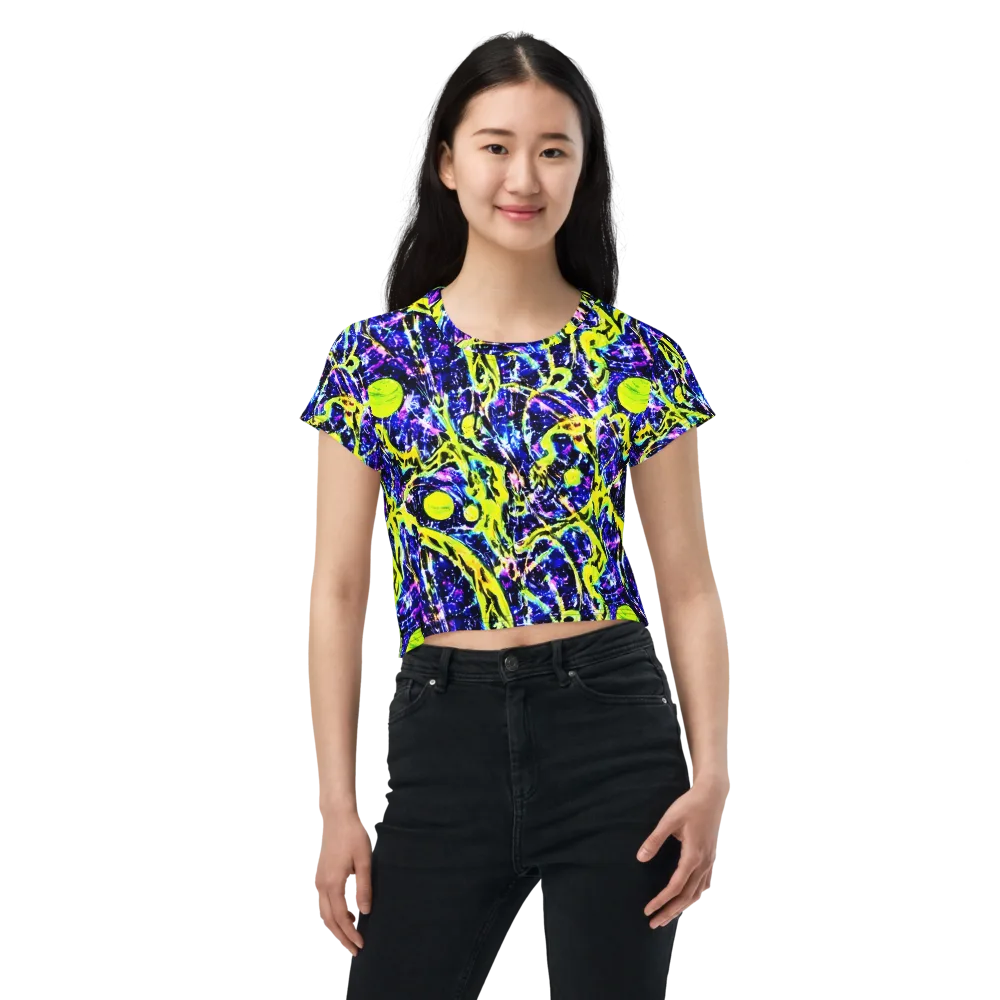 Psychedelic Orchard on Crop Tee — Front
