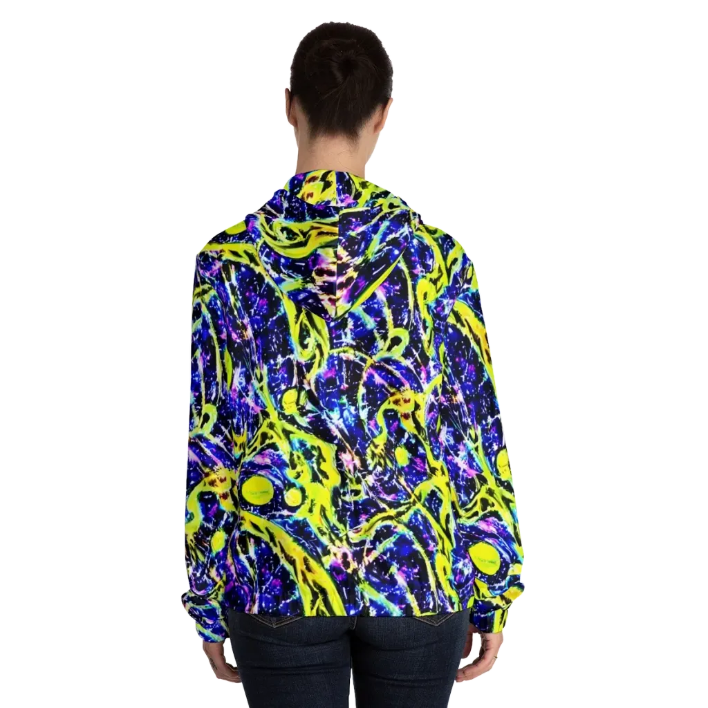 Psychedelic Orchard on Women's Full-Zip Hoodie — Back On Person