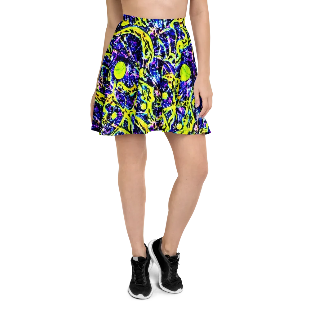 Psychedelic Orchard on Skater Skirt — Front