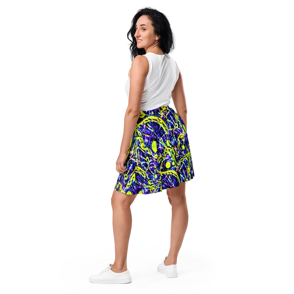 Psychedelic Orchard on Skater Skirt — Back