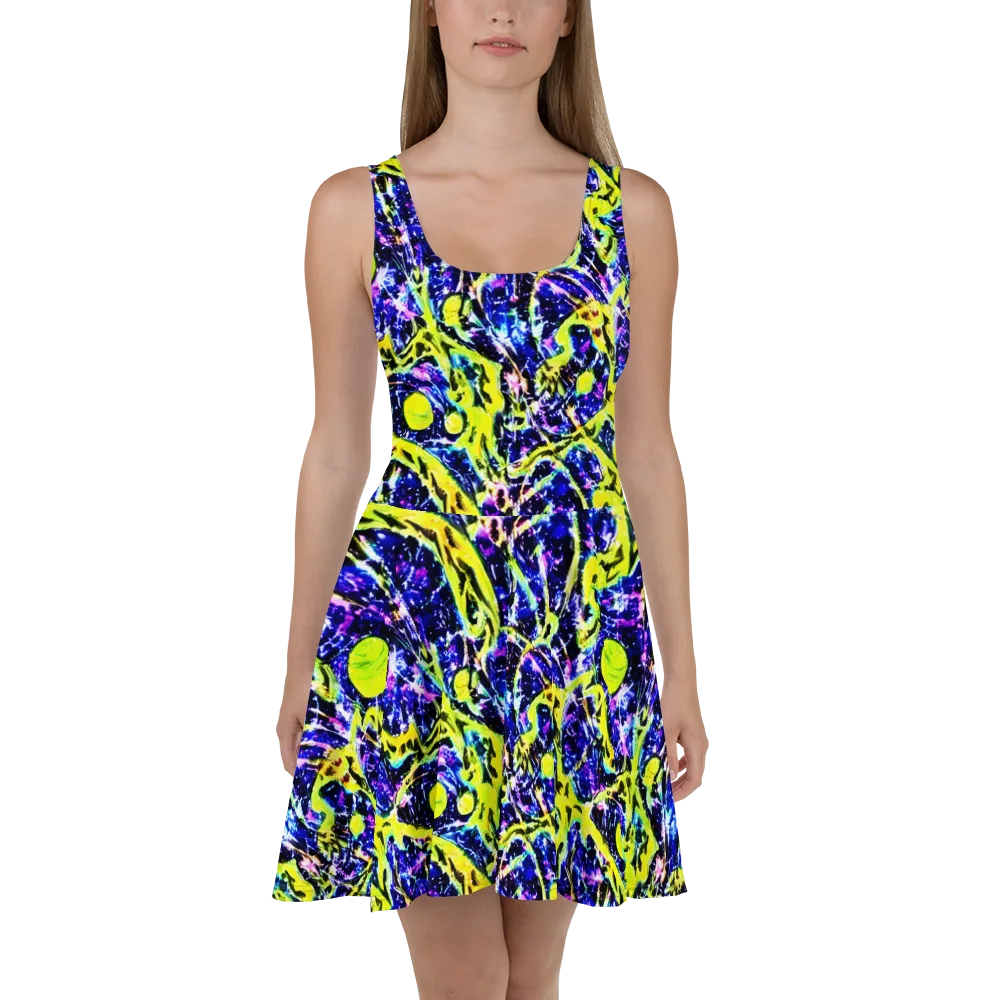 Psychedelic Orchard on Skater Dress — Front