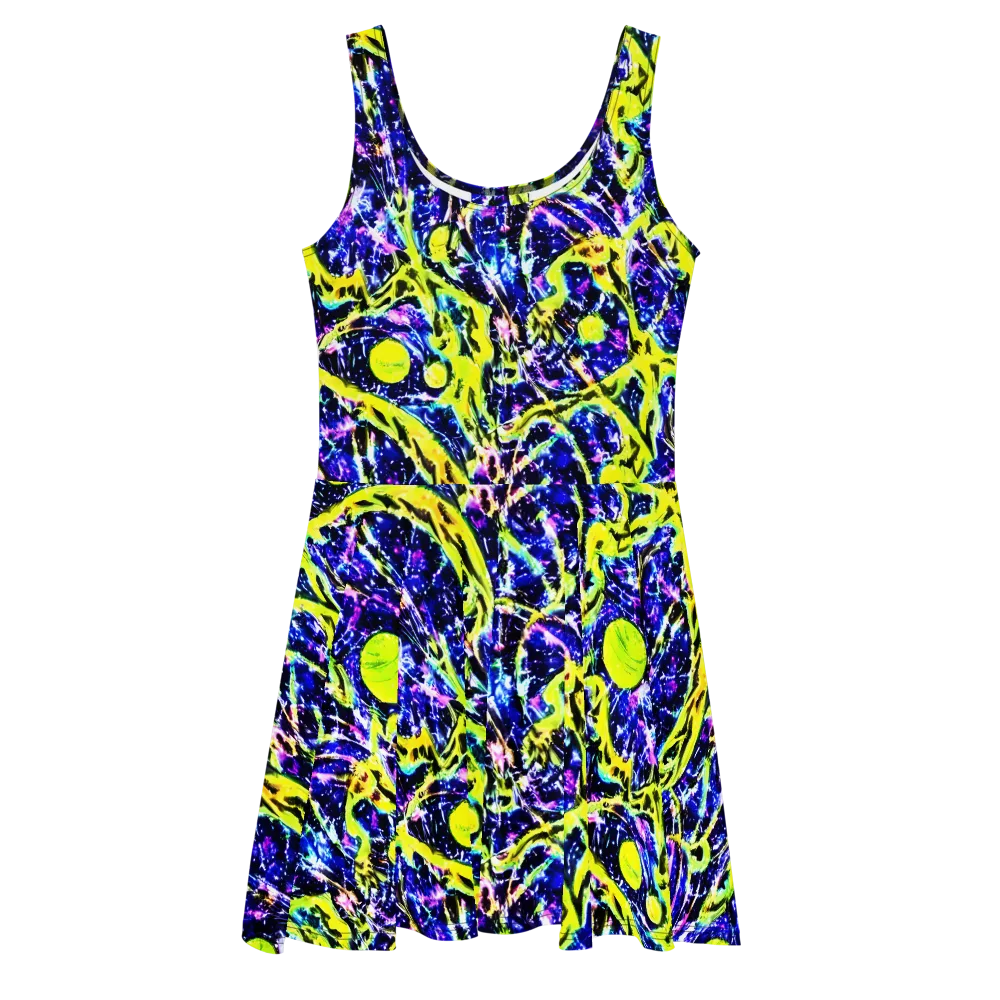 Psychedelic Orchard on Skater Dress — Front