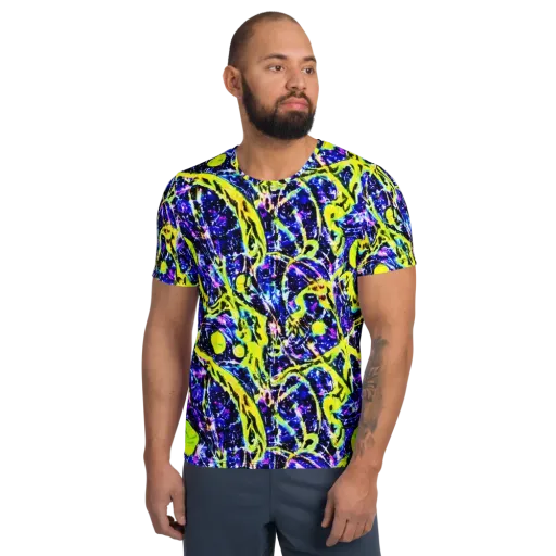 Psychedelic Orchard on a Men's Athletic T-Shirt