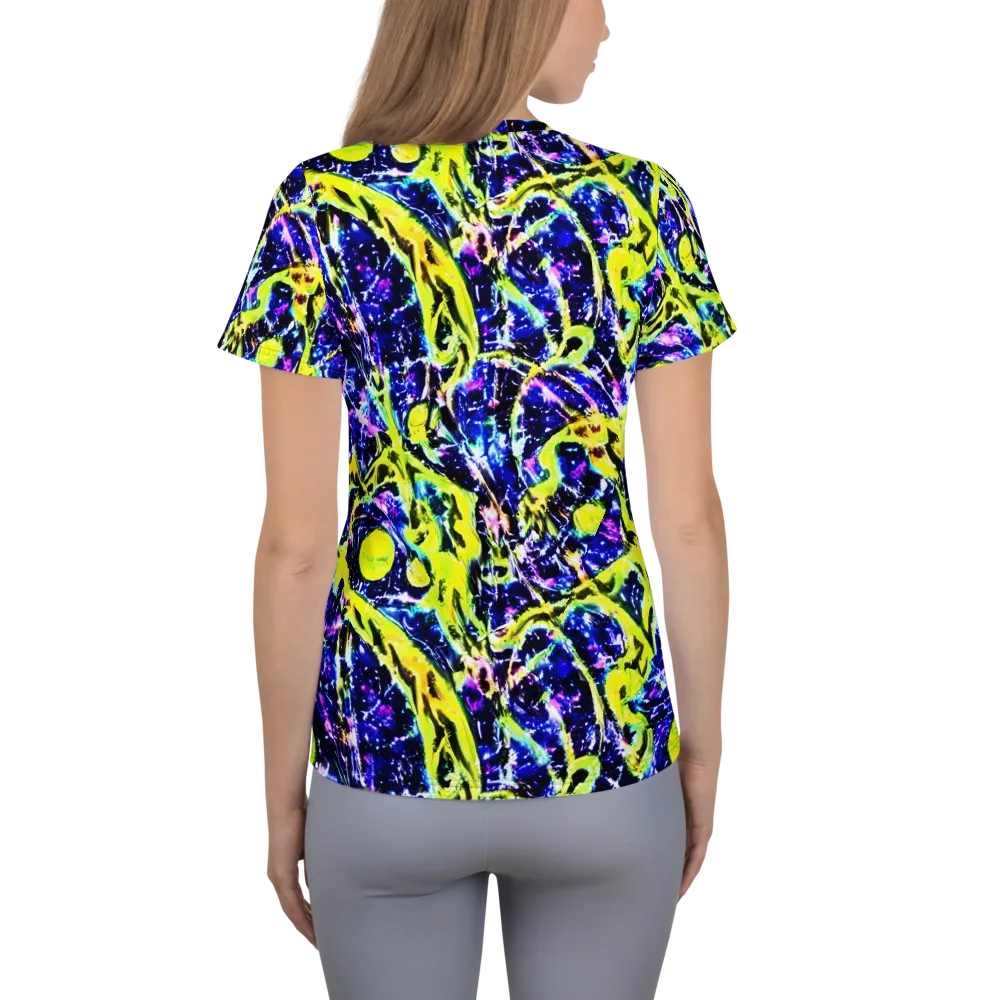 Psychedelic Orchard on Women's Athletic T-Shirt — Back