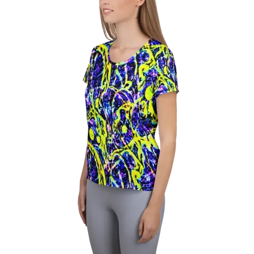 Psychedelic Orchard on a Women's Athletic T-Shirt