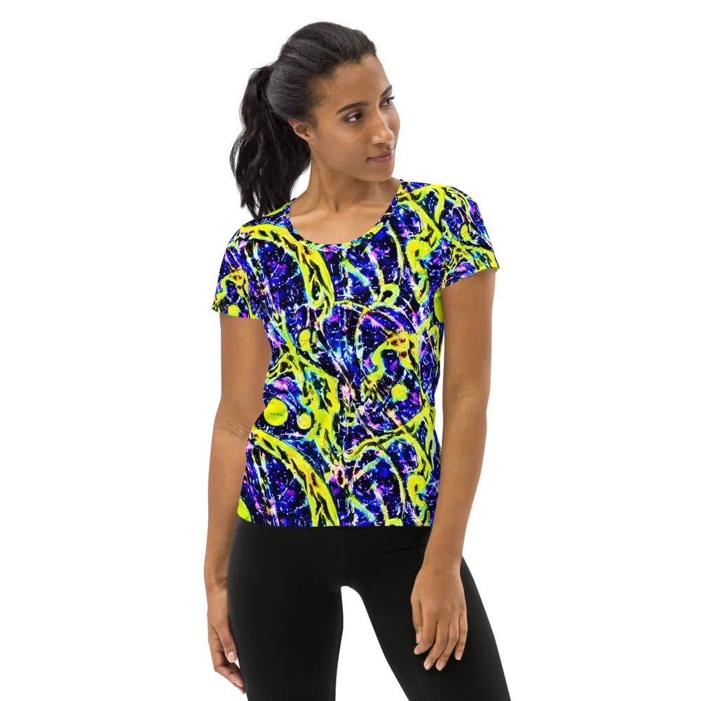 Psychedelic Orchard on Women's Athletic T-Shirt — Front