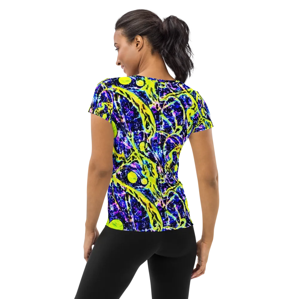Psychedelic Orchard on Women's Athletic T-Shirt — Back