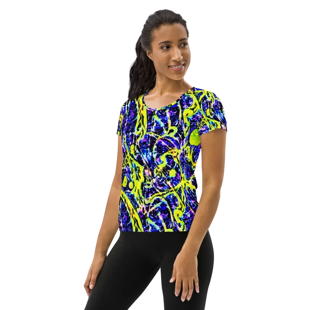 Psychedelic Orchard on Women's Athletic T-Shirt — Left