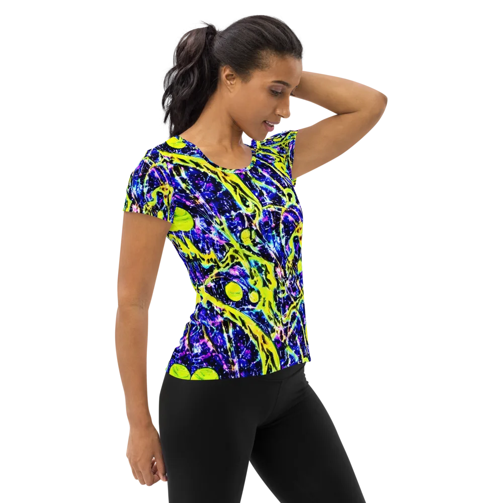 Psychedelic Orchard on Women's Athletic T-Shirt — Right