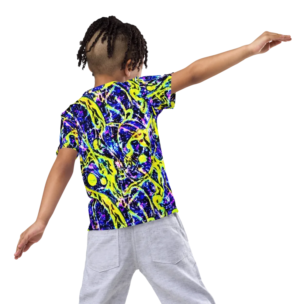Psychedelic Orchard on Kids Crew Neck T-Shirt — Back