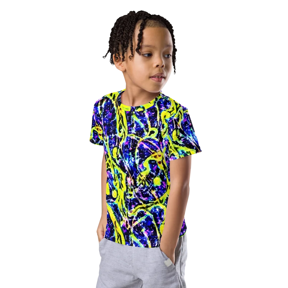 Psychedelic Orchard on Kids Crew Neck T-Shirt — Left Front