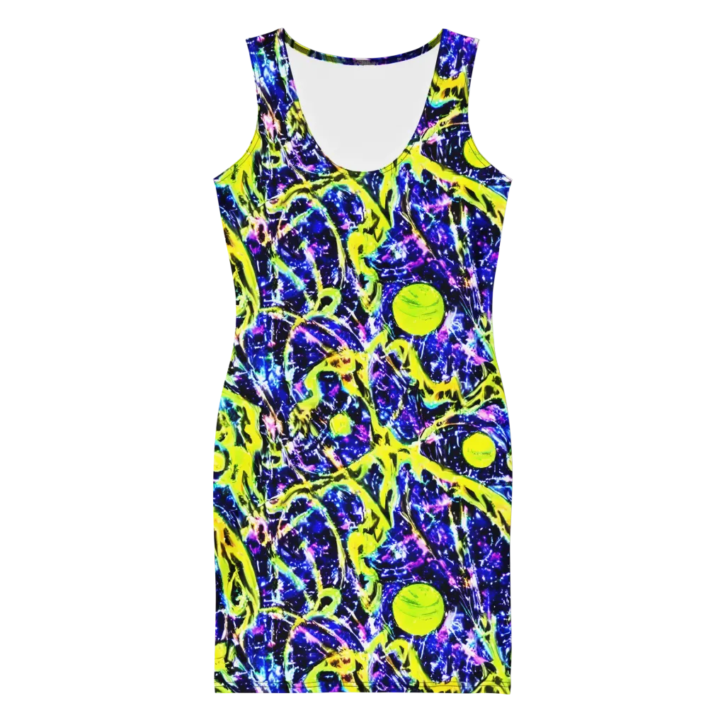 Psychedelic Orchard on Bodycon Dress — Front