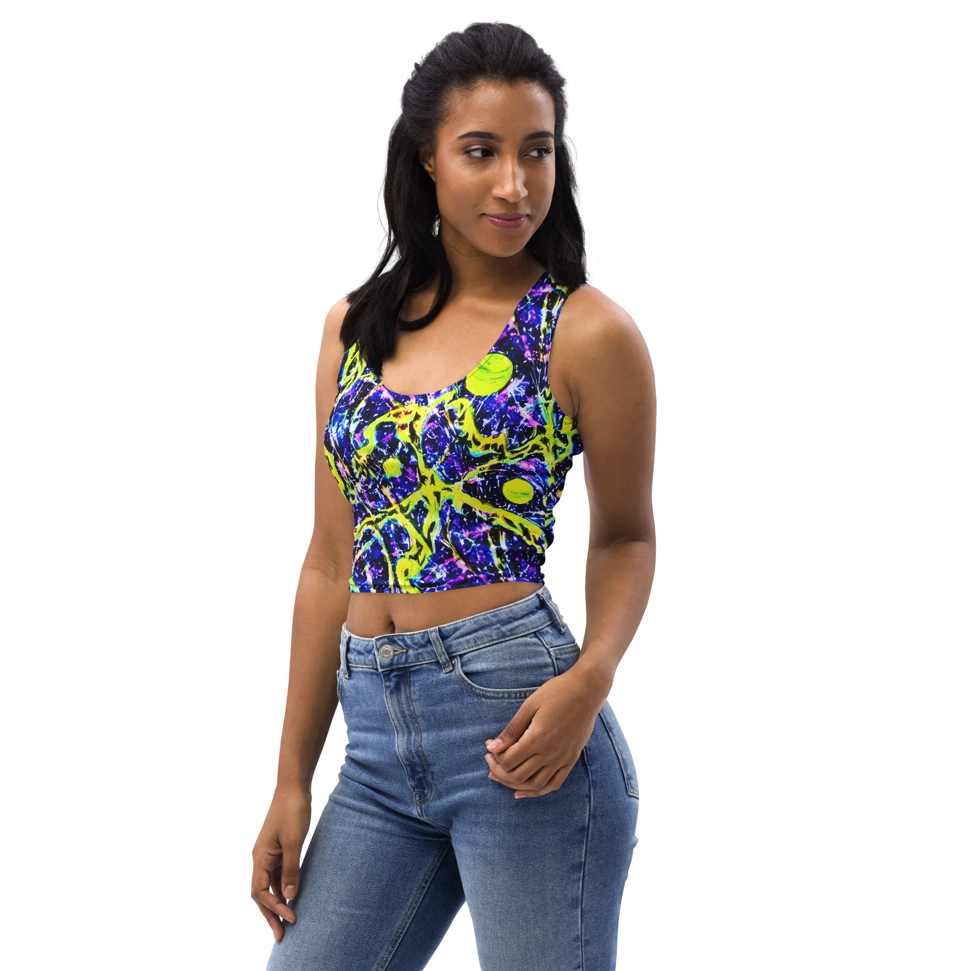Psychedelic Orchard on Crop Top — Left Front