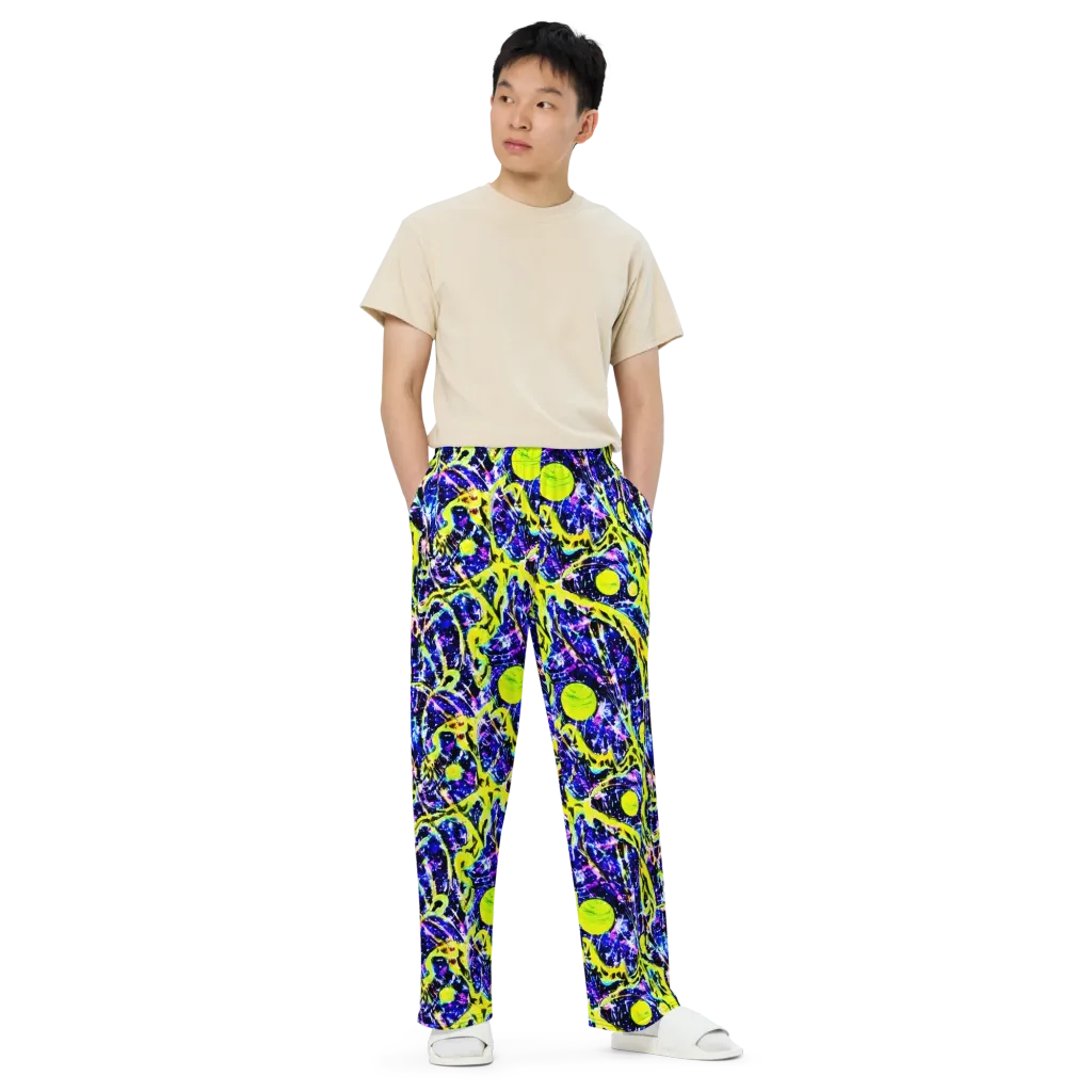 Psychedelic Orchard on Wide-Leg Pants — Front
