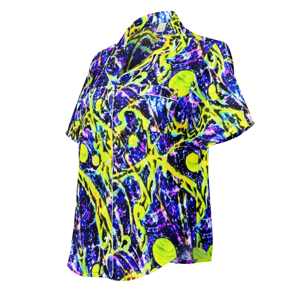 Psychedelic Orchard on Women's Short Sleeve Pajama Top — Left Front