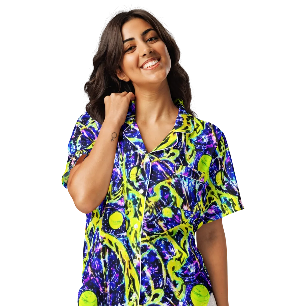 Psychedelic Orchard on Women's Short Sleeve Pajama Top — Front