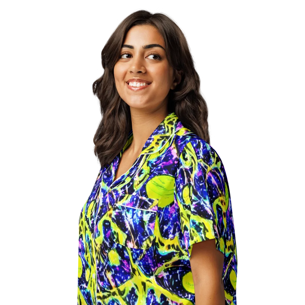 Psychedelic Orchard on Women's Short Sleeve Pajama Top — Left Front
