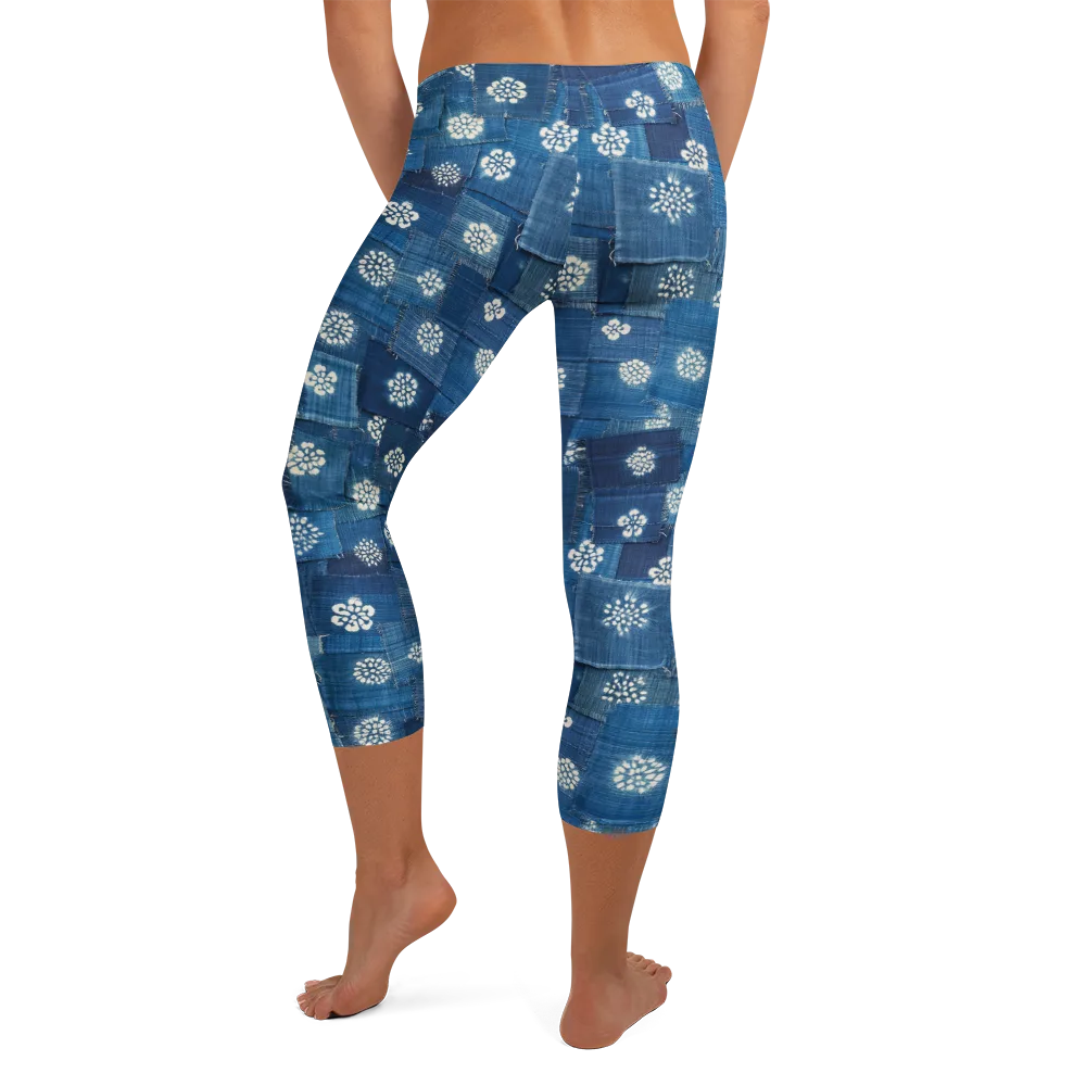 Sapphire Bloom on Capri Leggings — Back