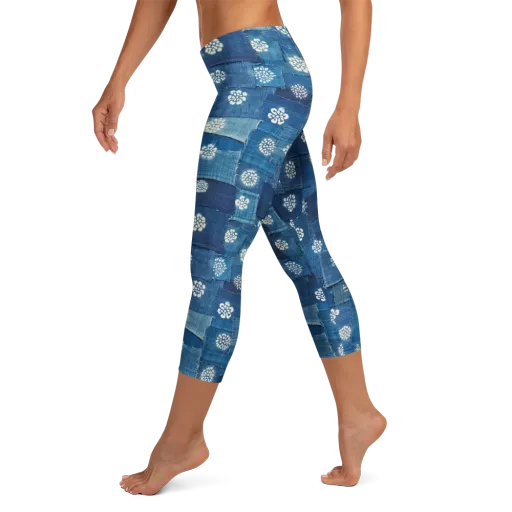 Sapphire Bloom on a Capri Leggings