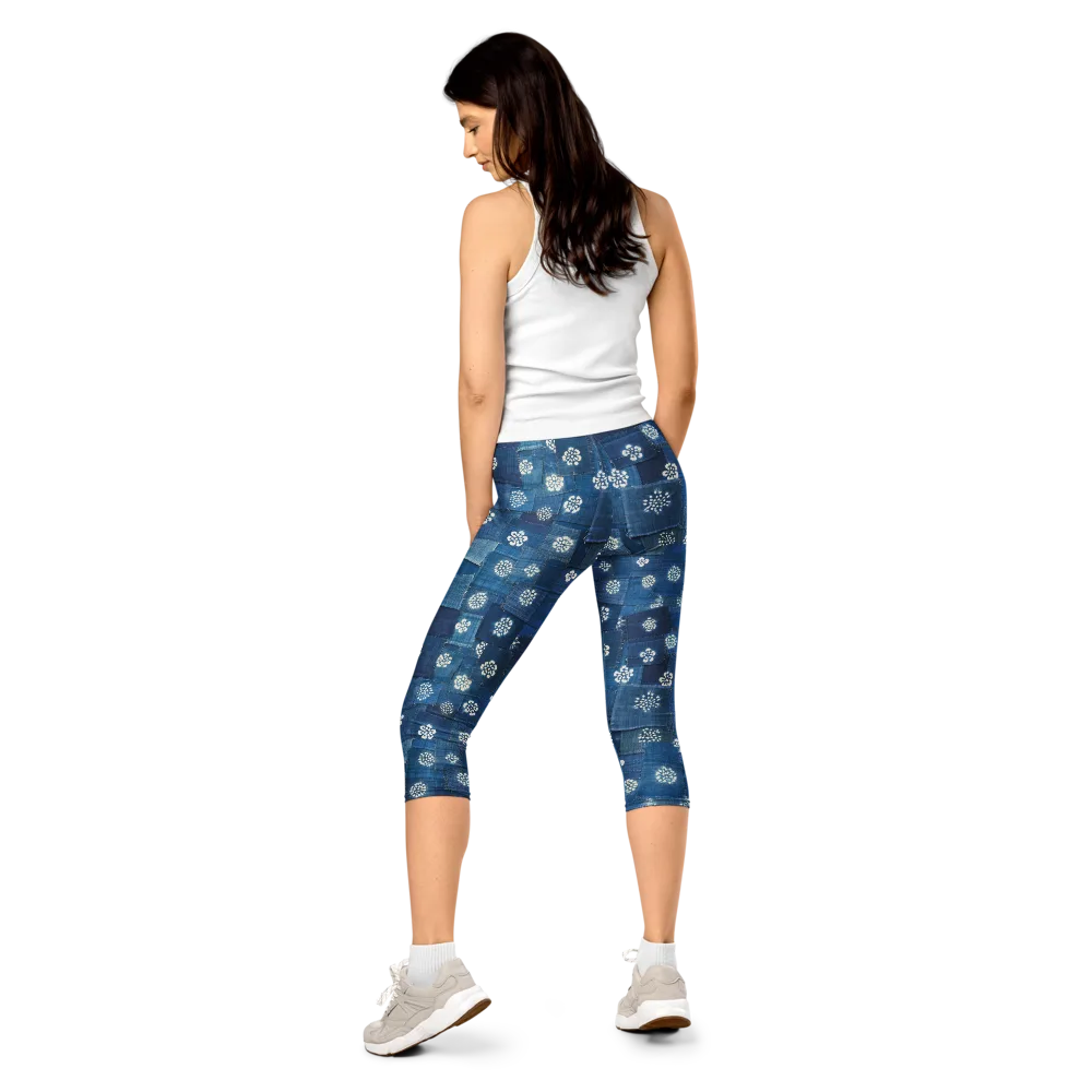 Sapphire Bloom on Capri Leggings — Back