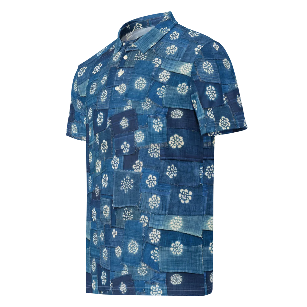 Sapphire Bloom on Men's Slim Fit Polo Shirt — Left Front