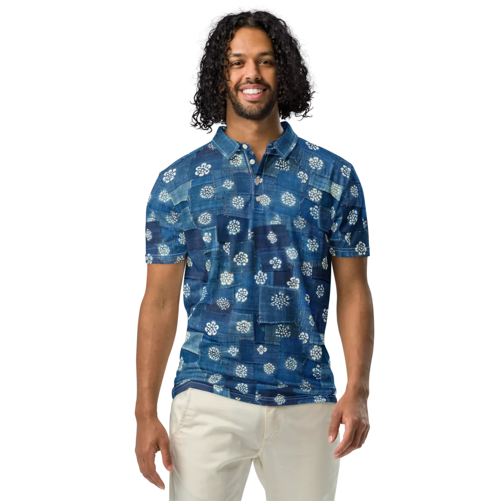 Sapphire Bloom on Men's Slim Fit Polo Shirt — Front