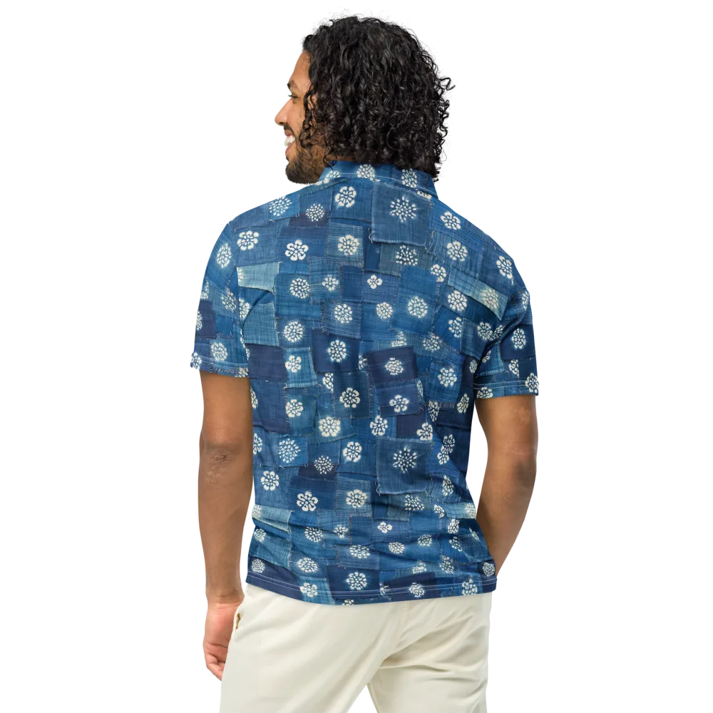 Sapphire Bloom on Men's Slim Fit Polo Shirt — Back