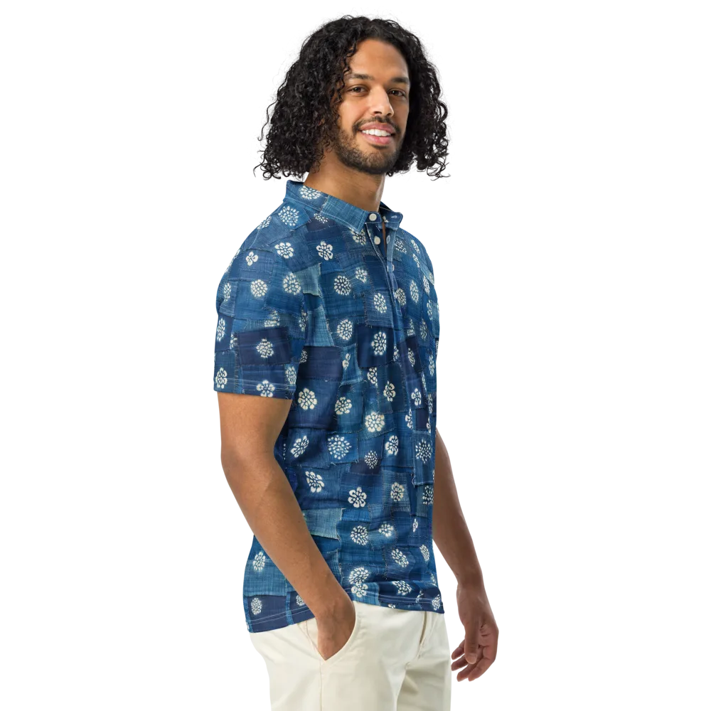 Sapphire Bloom on Men's Slim Fit Polo Shirt — Right Front