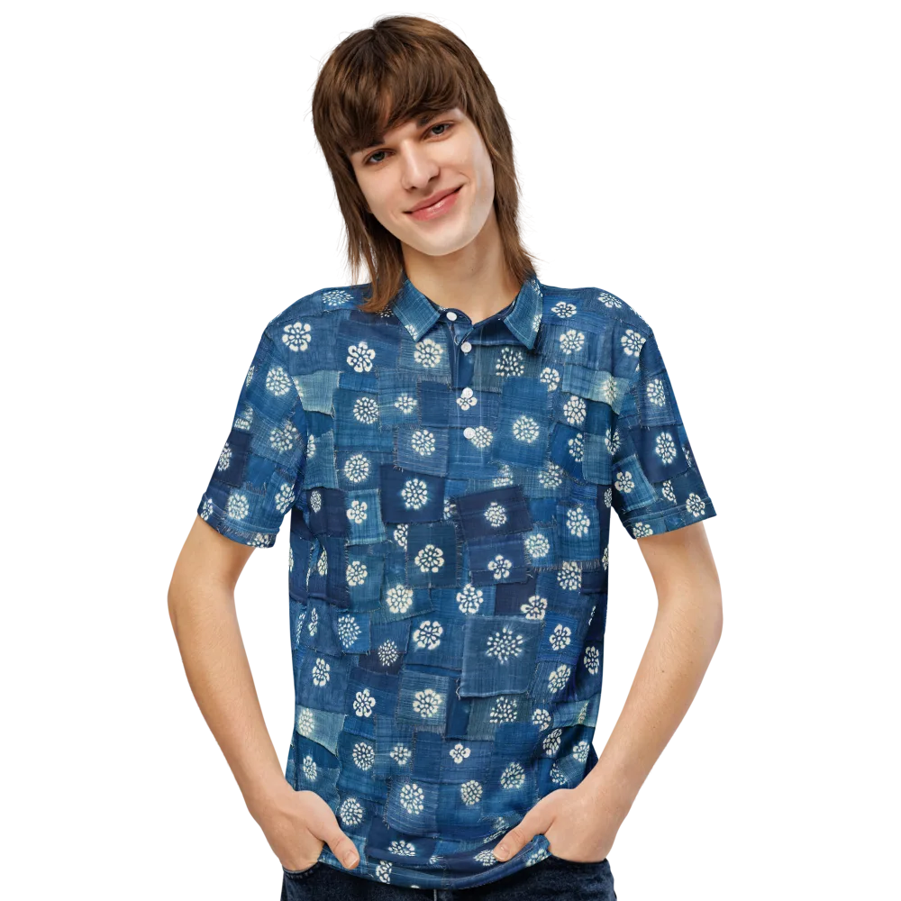 Sapphire Bloom on Men's Slim Fit Polo Shirt — Front
