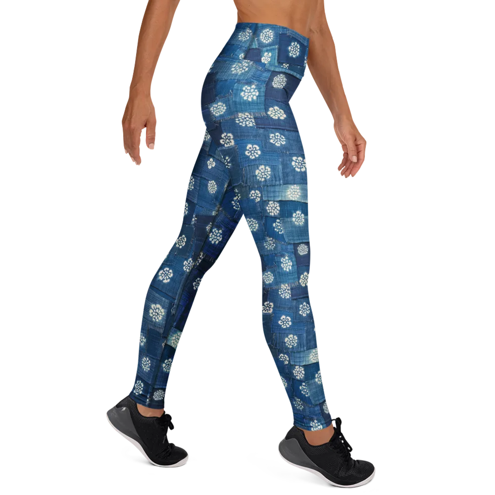 Sapphire Bloom on Yoga Leggings — Right