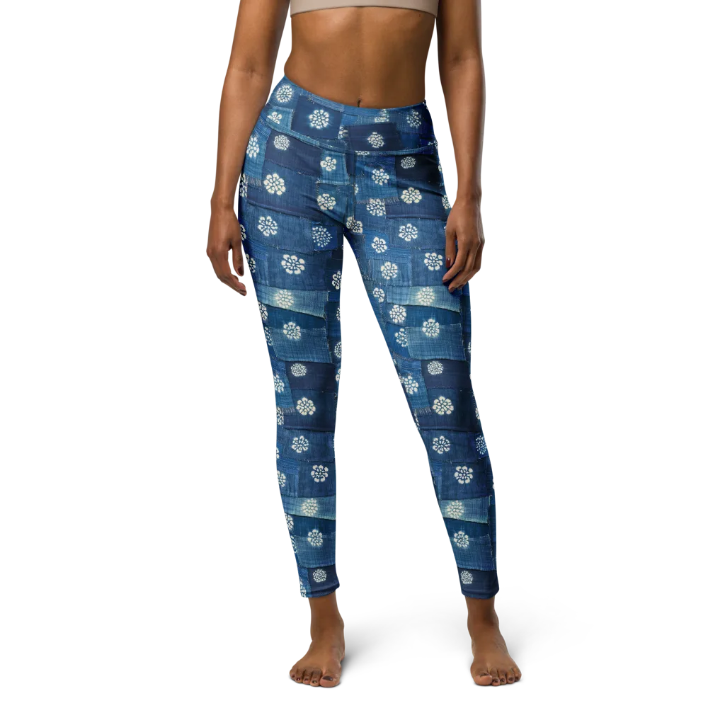 Sapphire Bloom on Yoga Leggings — Front