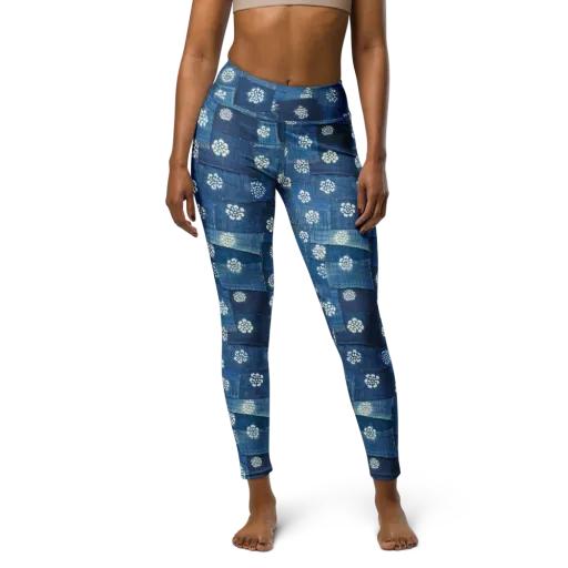 Sapphire Bloom on a Yoga Leggings