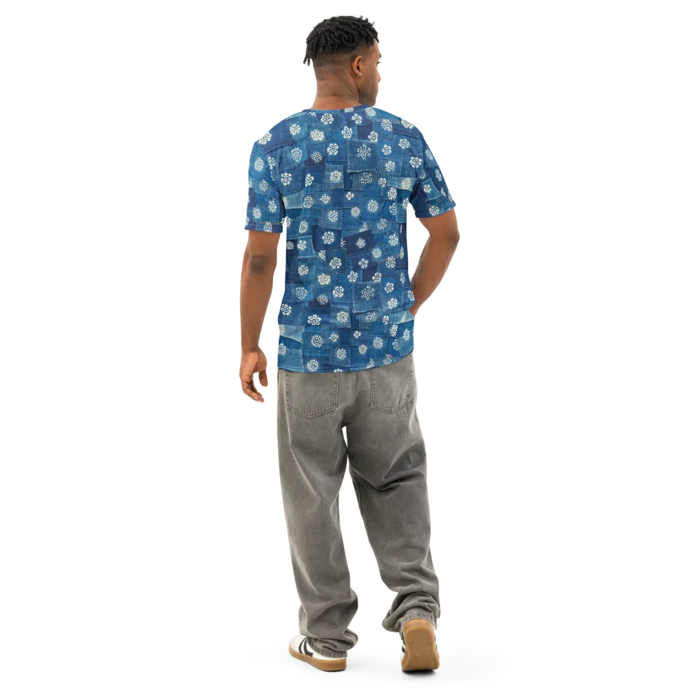 Sapphire Bloom on Men's Cotton Crew Neck T-Shirt — Back