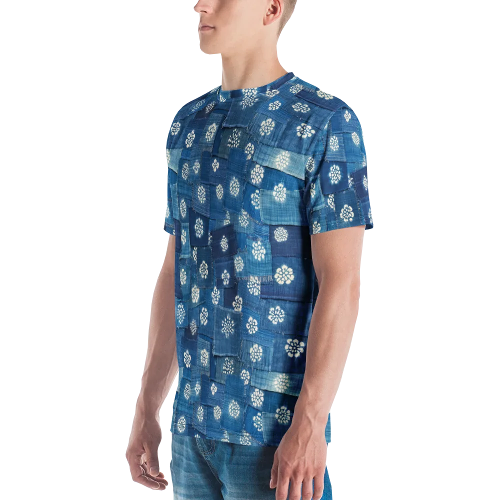 Sapphire Bloom on Men's Crew Neck T-Shirt — Left